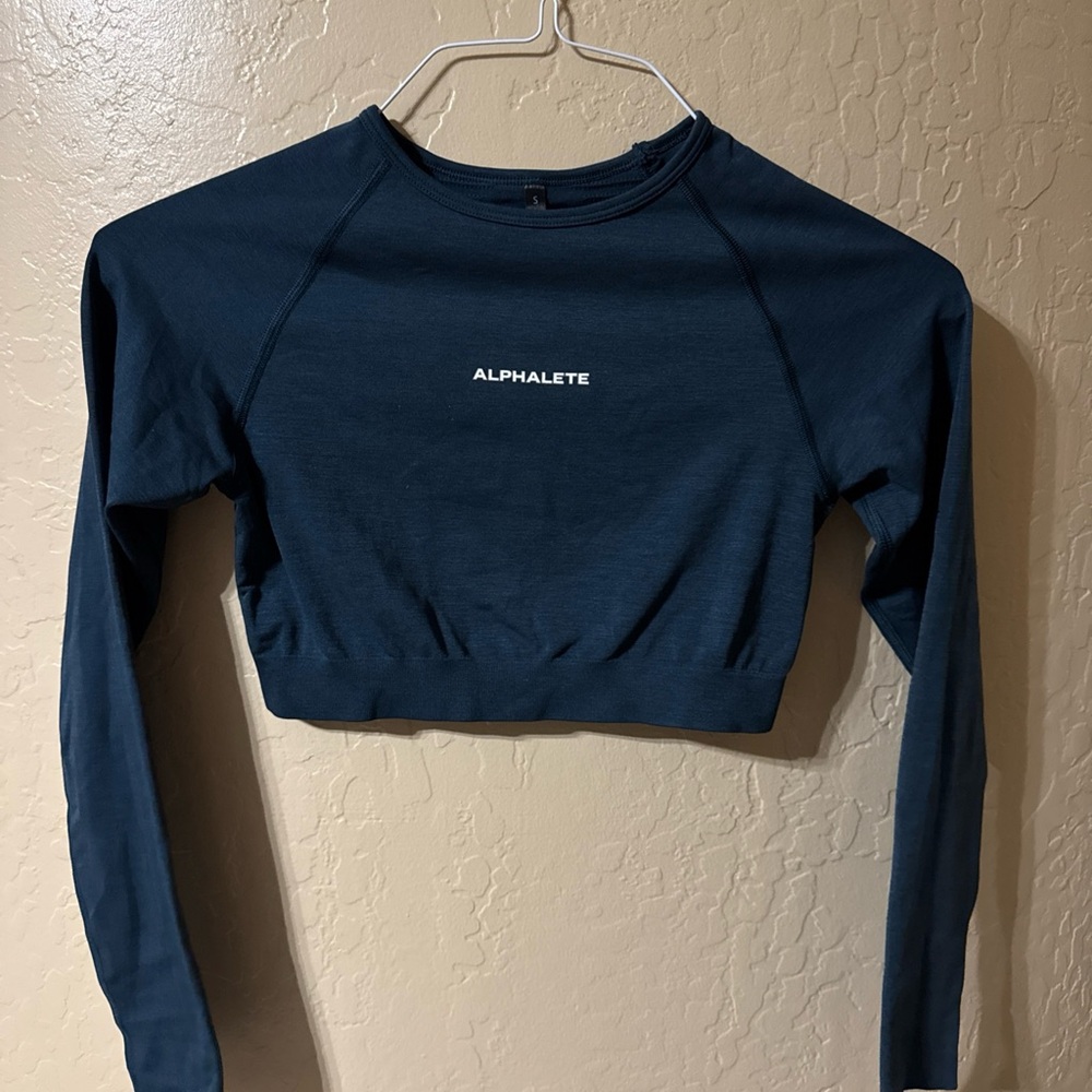Alphalete Blue Fitted Crop Sweatshirt